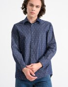 ARMANI EXCHANGE Памучна риза на точки Бял/Тъмносин
