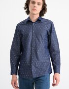 ARMANI EXCHANGE Памучна риза на точки Бял/Тъмносин