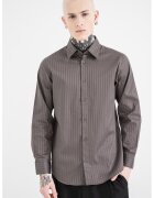 ARMANI EXCHANGE Памучна риза с райе и класическа яка - Tъмносив