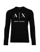 ARMANI EXCHANGE Памучна слим блуза с лого Черен