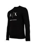 ARMANI EXCHANGE Памучна слим блуза с лого Черен