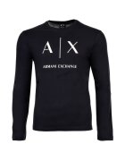 ARMANI EXCHANGE Памучна слим блуза с лого Тъмносин