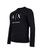 ARMANI EXCHANGE Памучна слим блуза с лого Тъмносин