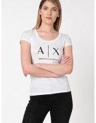 ARMANI EXCHANGE Памучна слим тениска - Бял/Черен