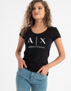 ARMANI EXCHANGE Памучна слим тениска Черен/Бял