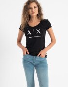 ARMANI EXCHANGE Памучна слим тениска Черен/Бял