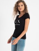 ARMANI EXCHANGE Памучна слим тениска Черен/Бял