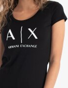 ARMANI EXCHANGE Памучна слим тениска Черен/Бял