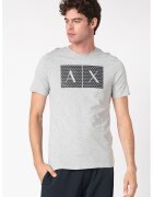 ARMANI EXCHANGE Памучна слим тениска с лого - Черен/Сив меланж