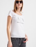 ARMANI EXCHANGE Памучна тениска с декоративни камъни Бял/Черен/Сребрист