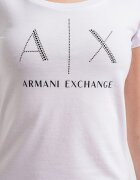 ARMANI EXCHANGE Памучна тениска с декоративни камъни Бял/Черен/Сребрист