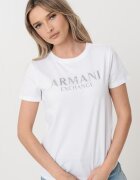 ARMANI EXCHANGE Памучна тениска с лого Бял/Сребрист
