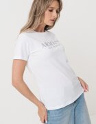 ARMANI EXCHANGE Памучна тениска с лого Бял/Сребрист