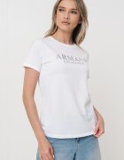 ARMANI EXCHANGE Памучна тениска с лого Бял/Сребрист