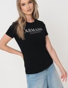 ARMANI EXCHANGE Памучна тениска с лого Черен/Сребрист