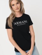 ARMANI EXCHANGE Памучна тениска с лого Черен/Сребрист