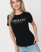 ARMANI EXCHANGE Памучна тениска с лого Черен/Сребрист