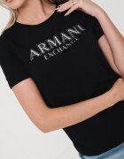 ARMANI EXCHANGE Памучна тениска с лого Черен/Сребрист