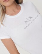 ARMANI EXCHANGE Памучна тениска с овално деколте и лого Бял/Сребрист