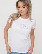 ARMANI EXCHANGE Памучна тениска с овално деколте и лого Бял/Сребрист