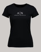 ARMANI EXCHANGE Памучна тениска с овално деколте и лого Черен/Сребрист