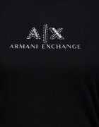 ARMANI EXCHANGE Памучна тениска с овално деколте и лого Черен/Сребрист