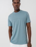 ARMANI EXCHANGE Памучна тениска с релефно лого Прашно синьо