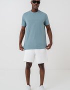 ARMANI EXCHANGE Памучна тениска с релефно лого Прашно синьо