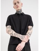 ARMANI EXCHANGE Памучна тениска с яка и принт - Черен