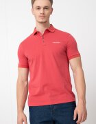 ARMANI EXCHANGE Памучна тениска слим с яка и лого Тъмночервен