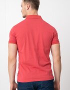 ARMANI EXCHANGE Памучна тениска слим с яка и лого Тъмночервен