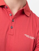 ARMANI EXCHANGE Памучна тениска слим с яка и лого Тъмночервен