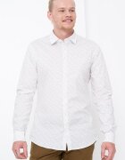 ARMANI EXCHANGE Риза с дълги ръкави и монограм Бял/Каки