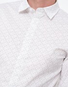 ARMANI EXCHANGE Риза с дълги ръкави и монограм Бял/Каки