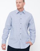 ARMANI EXCHANGE Риза с десен и класическа яка Бял/Черен/Кралско Синьо