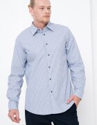 ARMANI EXCHANGE Риза с десен и класическа яка Бял/Черен/Кралско Синьо