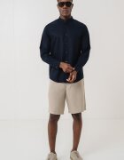 ARMANI EXCHANGE Риза с лиосел и лен с яка Henley Ултрамарин синьо