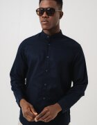 ARMANI EXCHANGE Риза с лиосел и лен с яка Henley Ултрамарин синьо