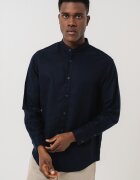 ARMANI EXCHANGE Риза с лиосел и лен с яка Henley Ултрамарин синьо