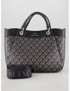 ARMANI EXCHANGE Шопинг чанта от еко кожа с лого - Черен/Бледозелен