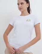 ARMANI EXCHANGE Слим тениска с бляскаво лого Бял/Златист
