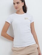 ARMANI EXCHANGE Слим тениска с бляскаво лого Бял/Златист