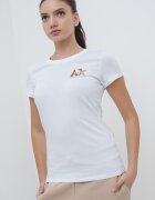 ARMANI EXCHANGE Слим тениска с бляскаво лого Бял/Златист