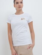 ARMANI EXCHANGE Слим тениска с бляскаво лого Бял/Златист