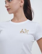 ARMANI EXCHANGE Слим тениска с бляскаво лого Бял/Златист