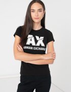 ARMANI EXCHANGE Слим тениска с декоративни камъни Бял/Черен