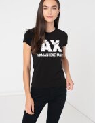 ARMANI EXCHANGE Слим тениска с декоративни камъни Бял/Черен