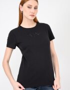 ARMANI EXCHANGE Стандартна памучна тениска с лого на гърдите Избеляло черно