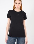 ARMANI EXCHANGE Стандартна памучна тениска с лого на гърдите Избеляло черно