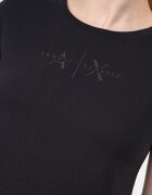 ARMANI EXCHANGE Стандартна памучна тениска с лого на гърдите Избеляло черно